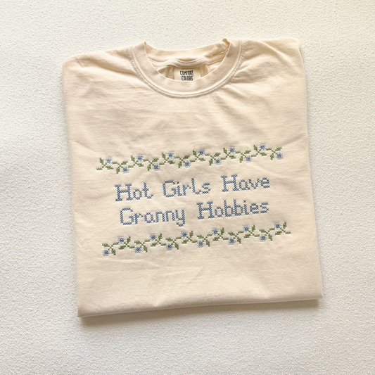 Granny Hobbies — Embroidered Comfort Colors Cropped Tee