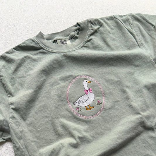 Spring Goose — Embroidered Comfort Colors Tee