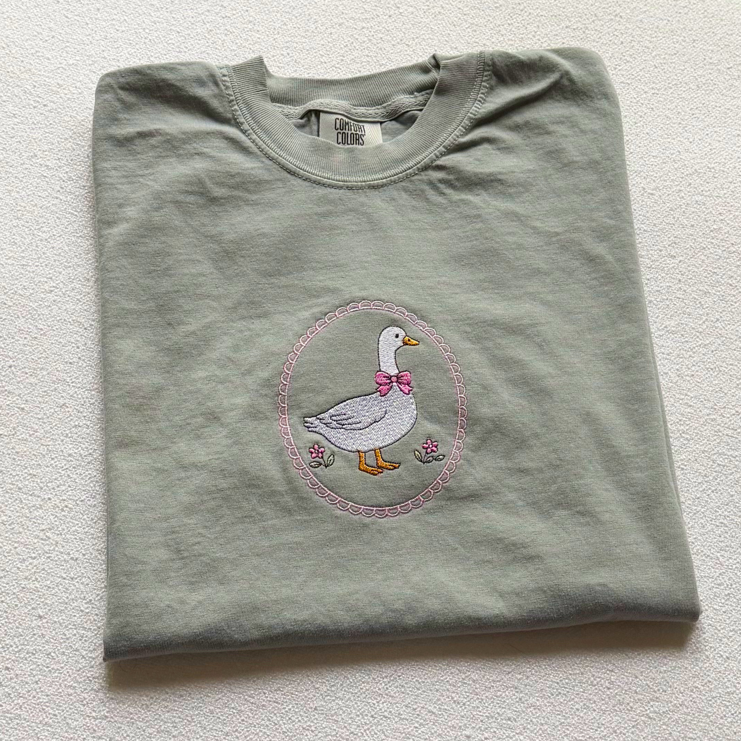 Spring Goose — Embroidered Comfort Colors Tee