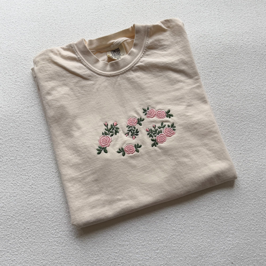 Loves Roses — Embroidered Comfort Colors Tee