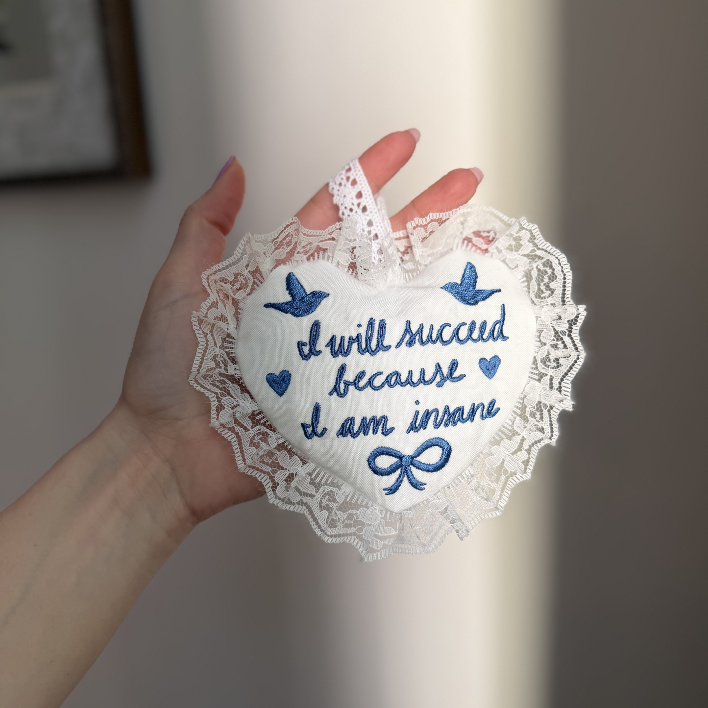 "I Will Succeed Because I am Insane" Embroidered Bag Charm — xoxo Frankie x Hearth & Fable Collaboration